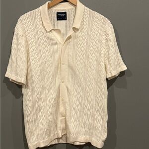 *GENTLY WORN* Men's Abercrombie & Fitch Size M Cable Butto-Through Sweater Polo